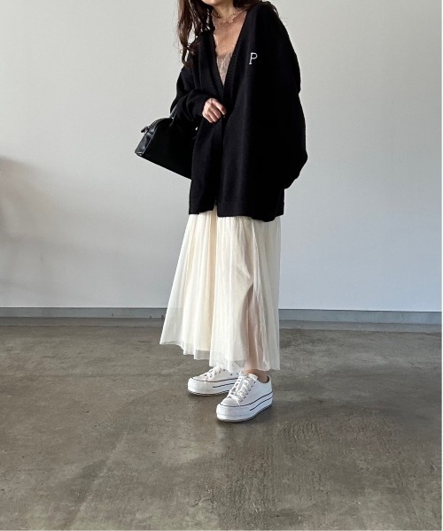 t a r o s u(タロス)の「one point logo loose cardigan/ワンポイントロゴルースカーディガン(カーディガン/ボレロ・レディース・ブラック/グレー・FREE)」の10枚目の写真