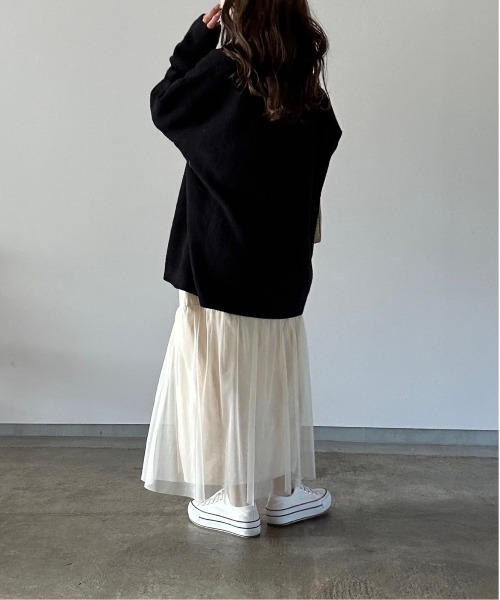 t a r o s u(タロス)の「one point logo loose cardigan/ワンポイントロゴルースカーディガン(カーディガン/ボレロ・レディース・ブラック/グレー・FREE)」の8枚目の写真