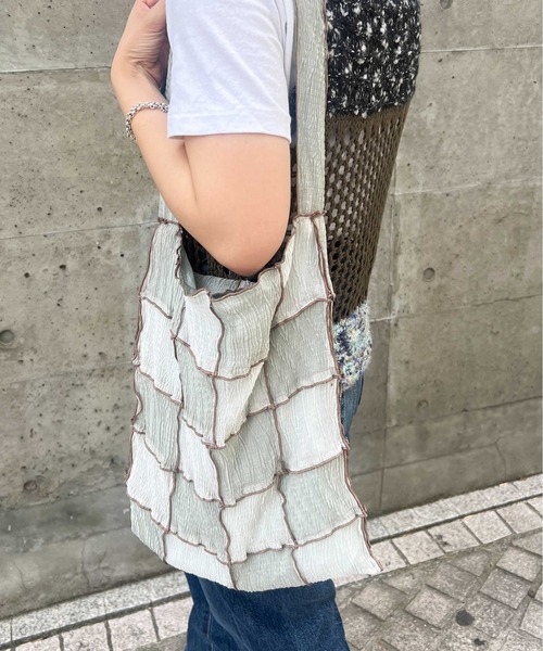 CONTROL FREAK / CTFK（コントロールフリーク）の「CONTROL FREAK(コントロールフリーク)シアーパッチメロウトート（トートバッグ・レディース・ブラウン/オレンジ/ミント・FREE）」の4枚目の写真