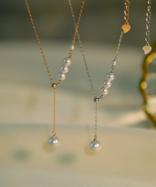 セール】ソリッド パール スライド チェーン ネックレス（ネックレス