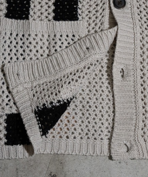 JOHN'S CLOSET(ジョンズクローゼット)の「【a】 オーバーサイズ メッシュニット カーディガン(カーディガン/ボレロ・メンズ・アイボリー/ブラック/ブルー・LARGE/MEDIUM/X-LARGE)」の6枚目の写真