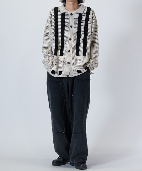 JOHN'S CLOSET(ジョンズクローゼット)の「【a】 オーバーサイズ メッシュニット カーディガン(カーディガン/ボレロ・メンズ・アイボリー/ブラック/ブルー・LARGE/MEDIUM/X-LARGE)」の10枚目の写真