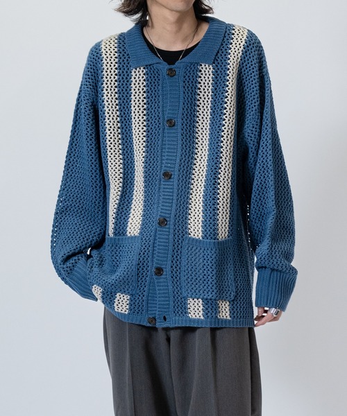 JOHN'S CLOSET(ジョンズクローゼット)の「【a】 オーバーサイズ メッシュニット カーディガン(カーディガン/ボレロ・メンズ・アイボリー/ブラック/ブルー・LARGE/MEDIUM/X-LARGE)」の22枚目の写真