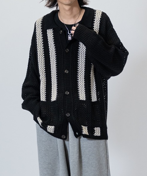 JOHN'S CLOSET(ジョンズクローゼット)の「【a】 オーバーサイズ メッシュニット カーディガン(カーディガン/ボレロ・メンズ・アイボリー/ブラック/ブルー・LARGE/MEDIUM/X-LARGE)」の14枚目の写真