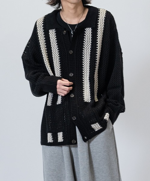 JOHN'S CLOSET(ジョンズクローゼット)の「【a】 オーバーサイズ メッシュニット カーディガン(カーディガン/ボレロ・メンズ・アイボリー/ブラック/ブルー・LARGE/MEDIUM/X-LARGE)」の15枚目の写真