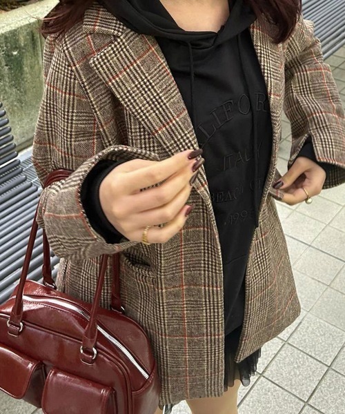 新品タグ付 タキマキ私服購入品 RECTOグレンチェックテーラード