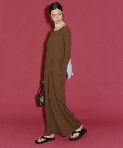 yae（ヤエ）の「2way Uneck rib long dress/2way Uネックリブロング
