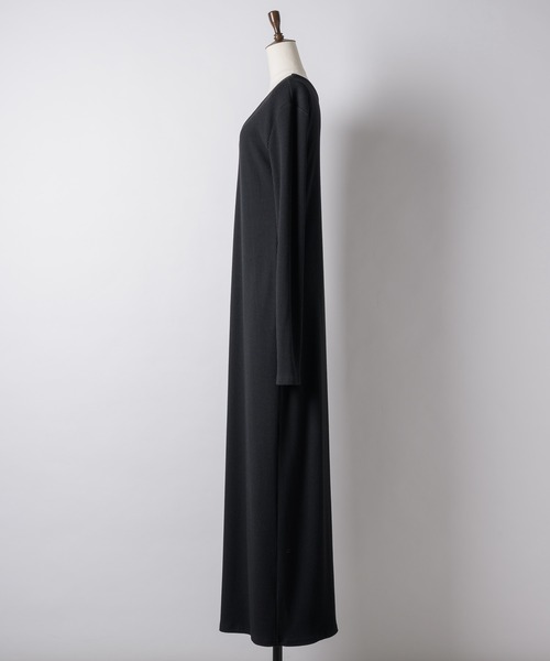 2way Uneck rib long dress/2way Uネックリブロングドレス