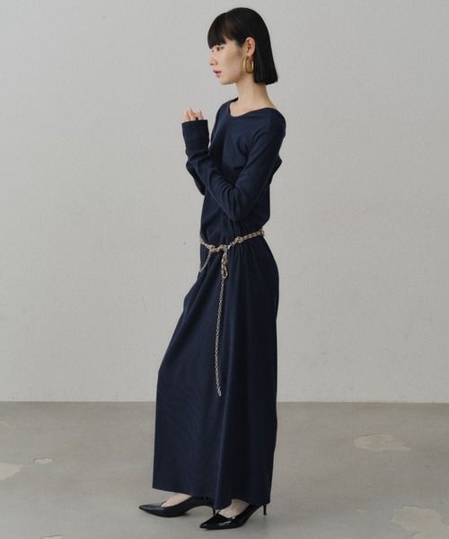 2way Uneck rib long dress/2way Uネックリブロングドレス（ワンピース