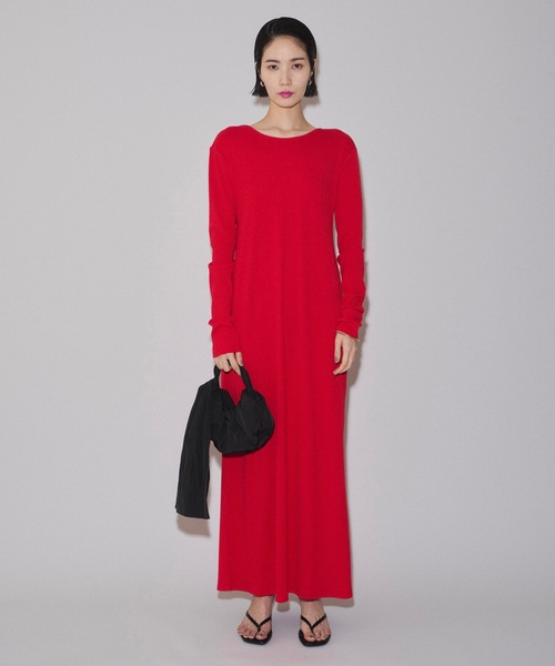 2way Uneck rib long dress/2way Uネックリブロングドレス