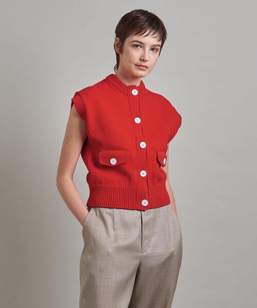 【美品】LOEF ロエフ　コットンナイロンリリヤンベスト　トマトレッド LOEFF（ロエフ）の「＜LOEFF＞コットンナイロン リリヤン ベスト