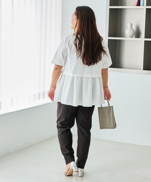 LAVEANGE(ラビアンジェ)の「【再入荷】ピンタックスリットジョガーパンツ|-3kg見え、大人のきれいめジョガー/ON・OFF兼用/ラクしてきれい/美脚シルエット/ウエストゴム(その他パンツ・レディース・ブラック/モカ・4L/3L/LL/L/M/5L)」の13枚目の写真