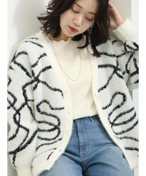 Samansa Mos2 blue(サマンサモスモスブルー)の「◎アソートフェザーカーディガン(カーディガン/ボレロ・レディース・チャコールグレー/ブラック/オフホワイト・F)」の16枚目の写真