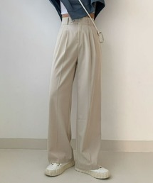[BELLIDE MADE] ハイウエストワンボタンピンタックワイドスラックス