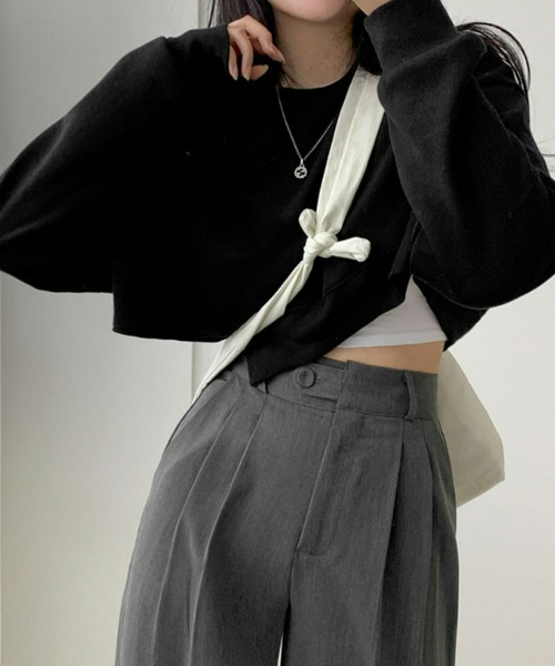 BEIDELLI（ベイデリー）の「[BELLIDE MADE] ハイウエストワンボタンピンタックワイドスラックス（スラックス・レディース・チャコールグレー/ベージュ/ブラック・SMALL/MEDIUM/LARGE）」の7枚目の写真