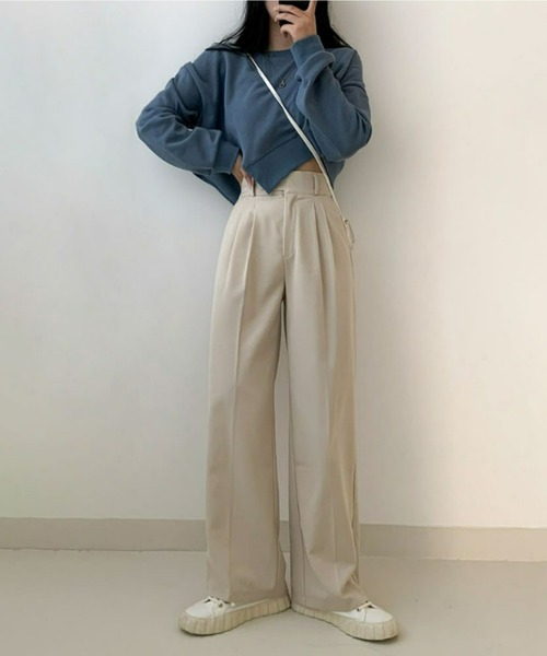 BEIDELLI（ベイデリー）の「[BELLIDE MADE] ハイウエストワンボタンピンタックワイドスラックス（スラックス・レディース・チャコールグレー/ベージュ/ブラック・SMALL/MEDIUM/LARGE）」の14枚目の写真
