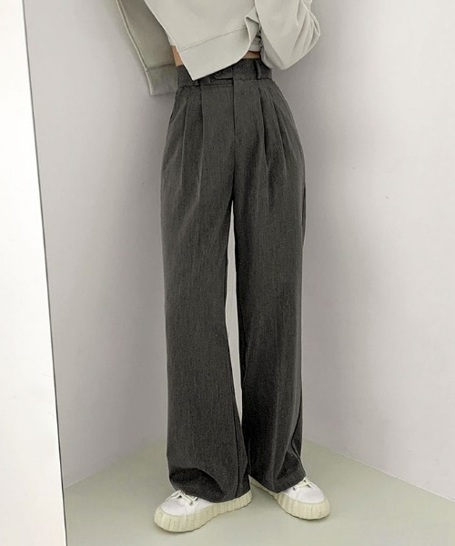 BEIDELLI（ベイデリー）の「[BELLIDE MADE] ハイウエストワンボタンピンタックワイドスラックス（スラックス・レディース・チャコールグレー/ベージュ/ブラック・SMALL/MEDIUM/LARGE）」の10枚目の写真
