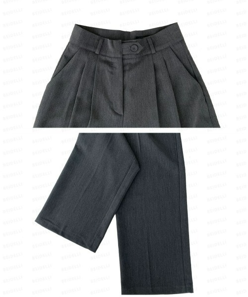 BEIDELLI（ベイデリー）の「[BELLIDE MADE] ハイウエストワンボタンピンタックワイドスラックス（スラックス・レディース・チャコールグレー/ベージュ/ブラック・SMALL/MEDIUM/LARGE）」の19枚目の写真