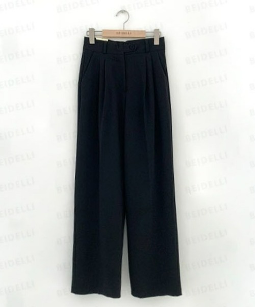 BEIDELLI（ベイデリー）の「[BELLIDE MADE] ハイウエストワンボタンピンタックワイドスラックス（スラックス・レディース・チャコールグレー/ベージュ/ブラック・SMALL/MEDIUM/LARGE）」の16枚目の写真