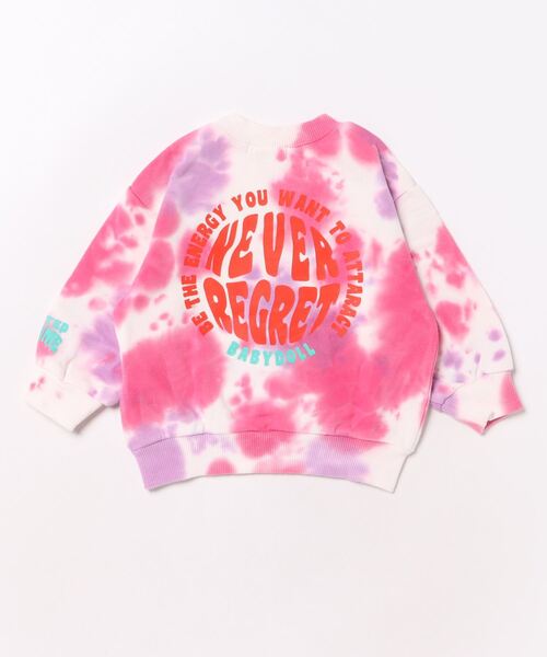 BABYDOLL(ベビードール)の「親子お揃い タイダイトレーナー 9144K(スウェット・キッズ・チェリーピンク/ターコイズブルー・80cm/90cm/110cm/100cm/120cm/130cm/140cm/150cm)」の3枚目の写真