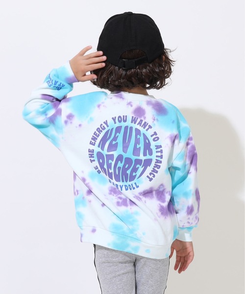 BABYDOLL(ベビードール)の「親子お揃い タイダイトレーナー 9144K(スウェット・キッズ・チェリーピンク/ターコイズブルー・80cm/90cm/110cm/100cm/120cm/130cm/140cm/150cm)」の1枚目の写真