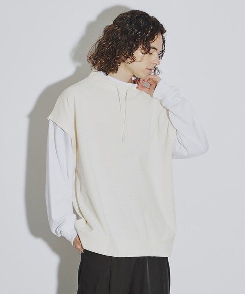 tk.TAKEO KIKUCHI(ティーケータケオキクチ)の「◆モックネックフェイクレイヤードカットソー(Tシャツ/カットソー・メンズ・ブラック/ダークグリーン/オフホワイト・02/03/04)」の2枚目の写真