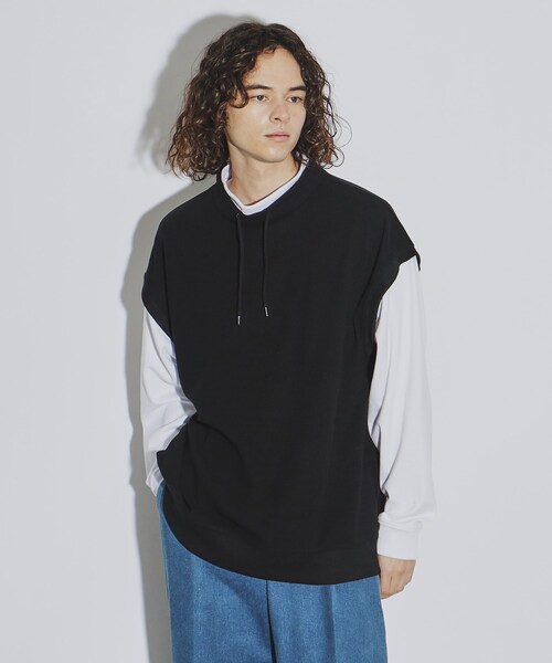 tk.TAKEO KIKUCHI(ティーケータケオキクチ)の「◆モックネックフェイクレイヤードカットソー(Tシャツ/カットソー・メンズ・ブラック/ダークグリーン/オフホワイト・02/03/04)」の3枚目の写真