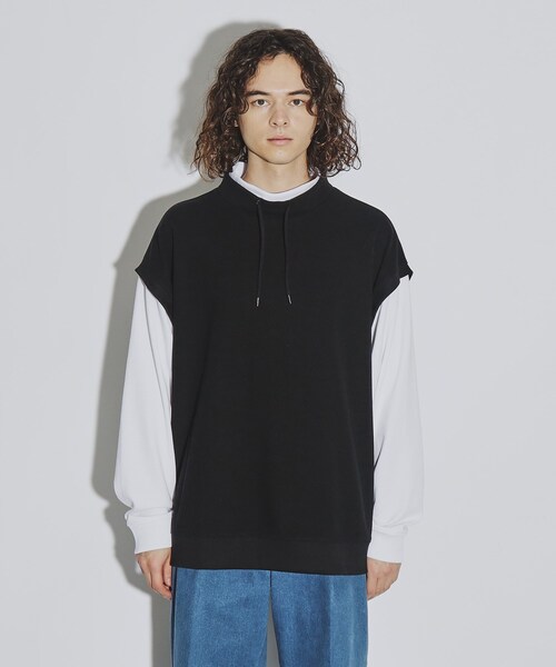 tk.TAKEO KIKUCHI(ティーケータケオキクチ)の「◆モックネックフェイクレイヤードカットソー(Tシャツ/カットソー・メンズ・ブラック/ダークグリーン/オフホワイト・02/03/04)」の4枚目の写真