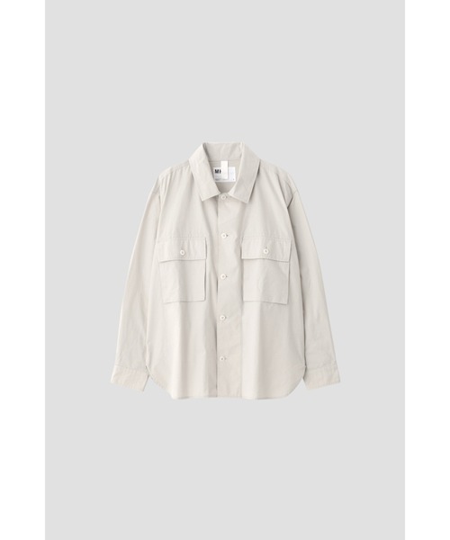 MHL.（エムエイチエル）の「ORGANIC COTTON PLAINWEAVE（シャツ/ブラウス・メンズ・ダークブルー/オフホワイト・MEDIUM/LARGE/SMALL）」の5枚目の写真