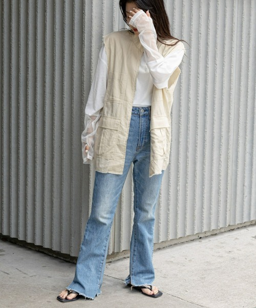 CIAOPANIC TYPY（チャオパニックティピー）の「【新色追加】袖切替シアーアソートTEE（Tシャツ/カットソー・レディース・ホワイト系その他/ホワイト/オレンジ/サックスブルー/ブラック/ブルー/ネイビー/アイボリー/カーキ/ライトブラウン・ONE SIZE）」の15枚目の写真