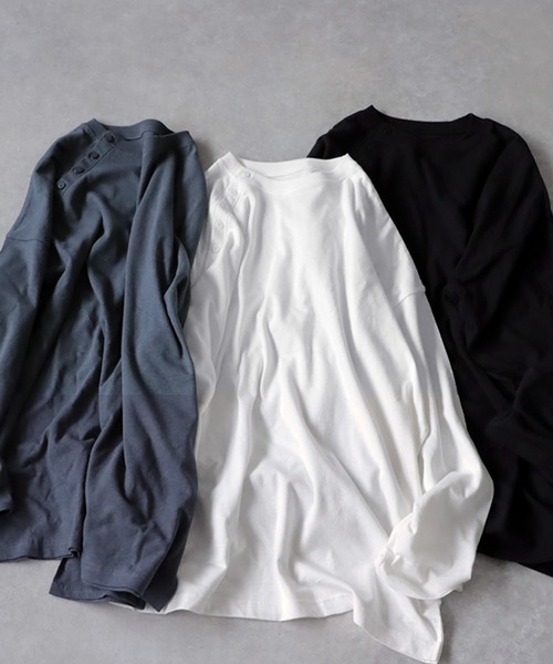 antiqua(アンティカ)の「綿麻混ロングTシャツ(Tシャツ/カットソー・レディース・ブラック/ホワイト/ブルー・FREE)」の17枚目の写真