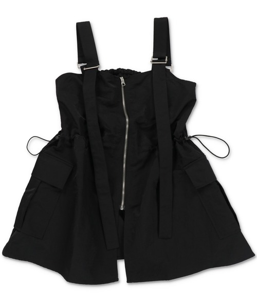 Lull（ルル）の「【Lull / ルル】待望の再入荷！★ミリタリージップベスト（キャミソール・レディース・ブラック/カーキ/オフホワイト・ONESIZE）」の5枚目の写真