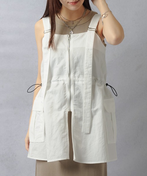 Lull（ルル）の「【Lull / ルル】待望の再入荷！★ミリタリージップベスト（キャミソール・レディース・ブラック/カーキ/オフホワイト・ONESIZE）」の14枚目の写真