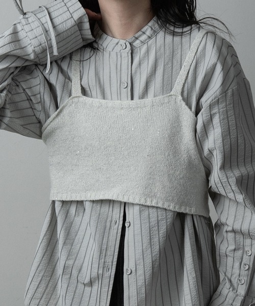 lawgy マルチウェイダブルポイントストライプシャツ ラメニットビスチェ lawgy（ラウジー）の「multiway double point stripe shirt