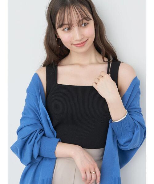 earth music&ecology（アースミュージックアンドエコロジー）の「レイヤードニットタンクトップ（インナーウェア/肌着・レディース・イエロー/ブラック/オフホワイト/ブルー・S/M）」の5枚目の写真