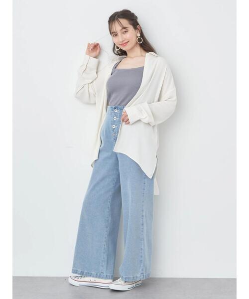 earth music&ecology（アースミュージックアンドエコロジー）の「レイヤードニットタンクトップ（インナーウェア/肌着・レディース・イエロー/ブラック/オフホワイト/ブルー・S/M）」の9枚目の写真