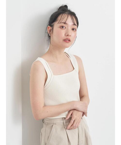 earth music&ecology（アースミュージックアンドエコロジー）の「レイヤードニットタンクトップ（インナーウェア/肌着・レディース・イエロー/ブラック/オフホワイト/ブルー・S/M）」の17枚目の写真