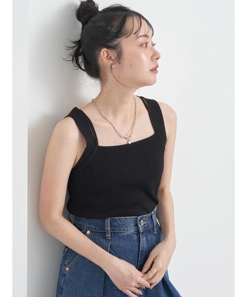earth music&ecology（アースミュージックアンドエコロジー）の「レイヤードニットタンクトップ（インナーウェア/肌着・レディース・イエロー/ブラック/オフホワイト/ブルー・S/M）」の19枚目の写真