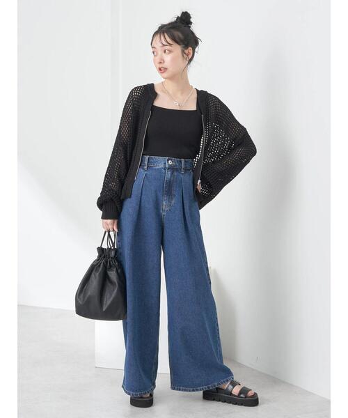 earth music&ecology（アースミュージックアンドエコロジー）の「レイヤードニットタンクトップ（インナーウェア/肌着・レディース・イエロー/ブラック/オフホワイト/ブルー・S/M）」の21枚目の写真