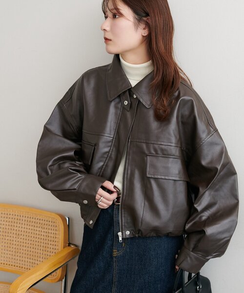 セール】【新色追加!/WEB限定】2WAYフェイクレザーブルゾン（ブルゾン