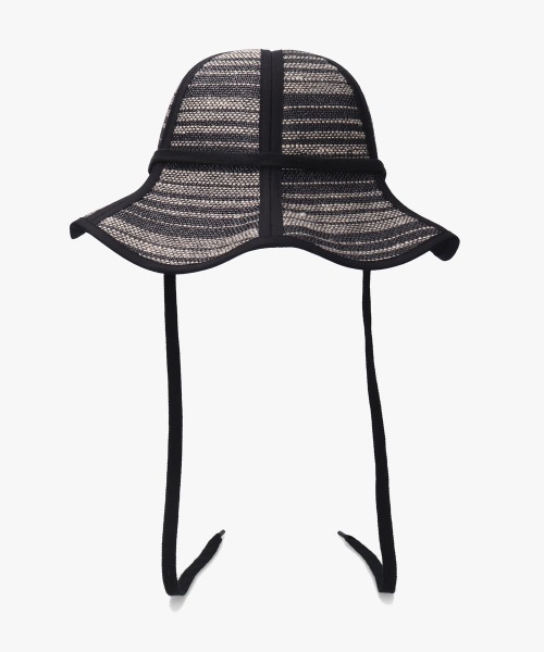新品♣︎OVERRIDE♣︎オーバーライド白クロッシェ OVERRIDE PAPER CROCHET ZIG-ZAG HAT | 58cm(58) BLACK (01