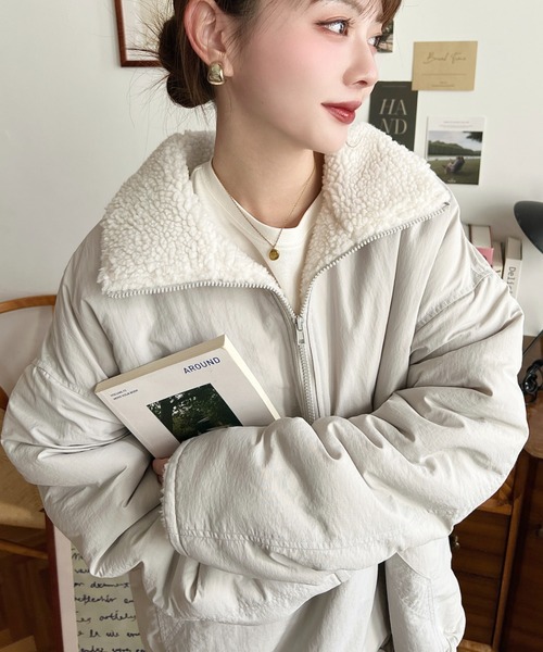 セール】裏ボアナイロンスタンドカラーアノラックブルゾン（ナイロン