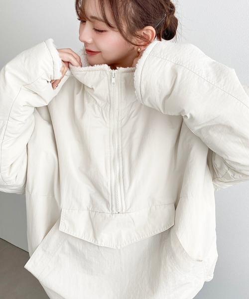 セール】裏ボアナイロンスタンドカラーアノラックブルゾン（ナイロン