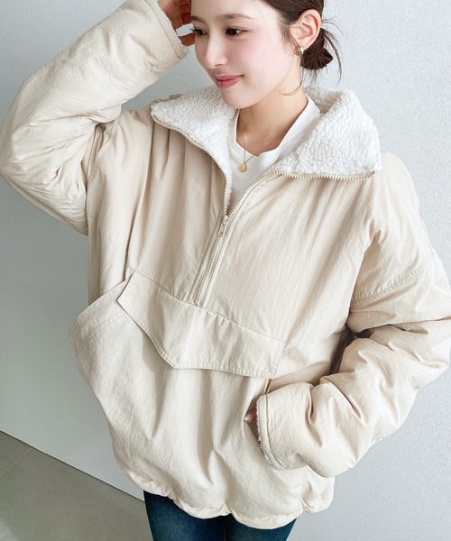 セール】裏ボアナイロンスタンドカラーアノラックブルゾン（ナイロン