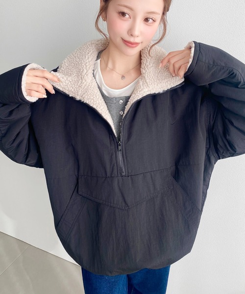 セール】裏ボアナイロンスタンドカラーアノラックブルゾン（ナイロン