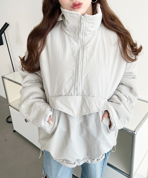 セール】裏ボアナイロンスタンドカラーアノラックブルゾン（ナイロン