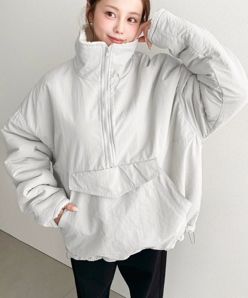 セール】裏ボアナイロンスタンドカラーアノラックブルゾン（ナイロン