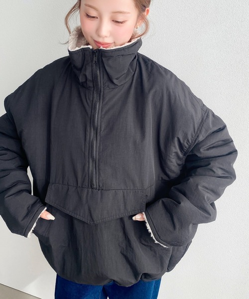 ALOUND VENTILATION DOTNYLON JKTブラックXL セール】裏ボアナイロンスタンドカラーアノラックブルゾン（ナイロン