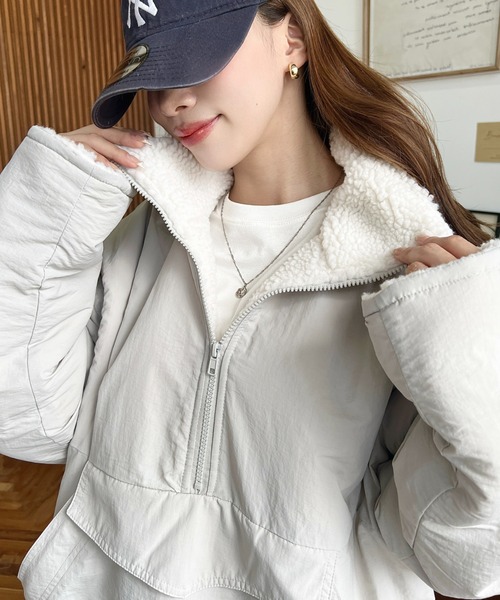 セール】裏ボアナイロンスタンドカラーアノラックブルゾン（ナイロン