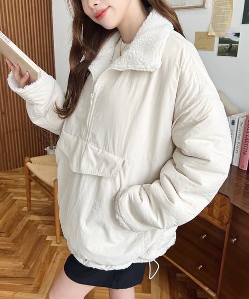 moment+（モーメントプラス）の「裏ボアナイロンスタンドカラー